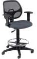 Global Industrial Drafting Stool, Fabric, Gray, Adjustable Arms, Mid Back