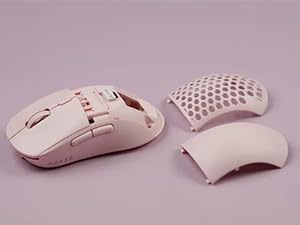 Ajazz Wireless Gaming Mouse,USB-C Rechargeable 59g Ultralight Computer Mouse,High Performance PAW3395,26000DPI,6 Macro Buttons, 40Hrs Power Life,2.4Ghz 1ms,Detachable Magnetic Rear Panel,2in1,Pink