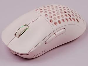 Ajazz Wireless Gaming Mouse,USB-C Rechargeable 59g Ultralight Computer Mouse,High Performance PAW3395,26000DPI,6 Macro Buttons, 40Hrs Power Life,2.4Ghz 1ms,Detachable Magnetic Rear Panel,2in1,Pink