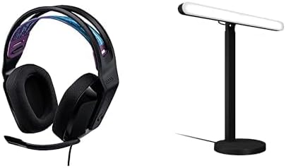 Logitech G335 Wired Gaming Headset + Litra Beam Premium LED Gaming Key Light with Truesoft - Black