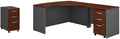 Pemberly Row Set of 2 Wood L-Shaped Desk & Mobile File Cabinet in Hansen Cherry