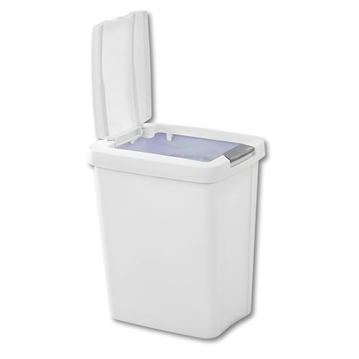7.5 Gallon White Wastebasket with Touch-Open Lid: Ideal Office Trash Can, Under Sink Trash Can, Or Garbage Can with Lid for Kitchen, Bathroom, Mudroom