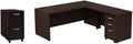 Pemberly Row Set of 2 Wood Mobile File Cabinet & L-Shaped Desk with File Cabinet