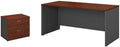 Pemberly Row Set of 2 60W Credenza Desk & Lateral File Cabinet in Hansen Cherry