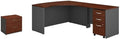 Pemberly Row Set of 2 Wood L-Shaped Desk & Lateral File Cabinet in Hansen Cherry