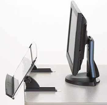3M in-Line Adjustable Desktop Copyholder, Plastic, 150 Sheet Capacity, Black/Clear