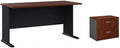 Pemberly Row Set of 2 60W Office Desk & Lateral File Cabinet in Hansen Cherry