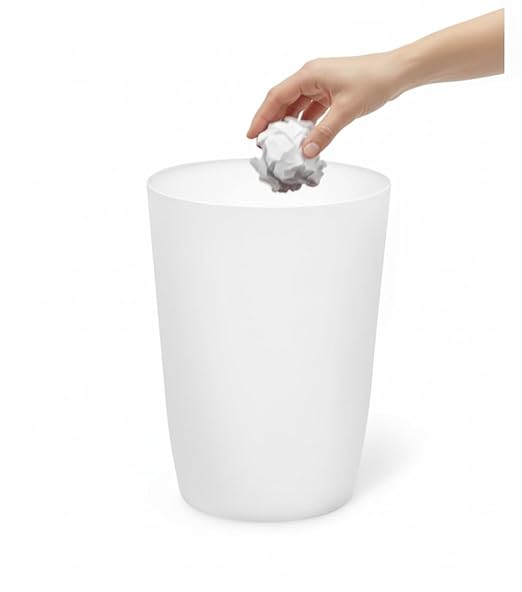 Mini Waste Basket - Durable Small Plastic Garbage Trash Can Bin - Lidless Open-Top, Slim Profile for Compact Spaces - Suitable for Home, Bathroom, Office, Bedroom, Kitchen and More, White