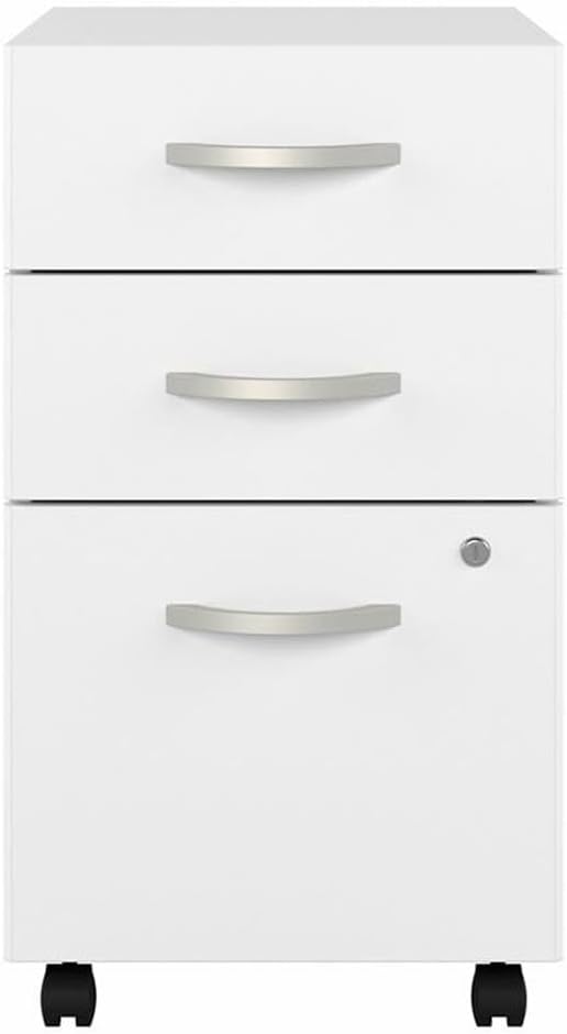 Pemberly Row Set of 2 Mobile File Cabinet & Computer Table Desk in White