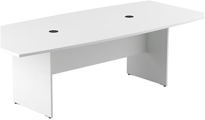 Pemberly Row Set of 5 - White Conference Table & 4 Dark Gray Executive Chairs
