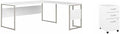 Pemberly Row Set of 2 Mobile File Cabinet & L-Shaped Table Desk in White