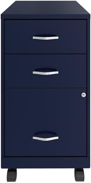 Home Square 2-Piece Set with Mobile Desk & 18" File Cabinet in Navy