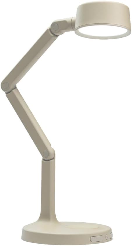 LUME CUBE Edge Light Go - Rechargeable Cordless Table Lamp - Perfect Lighting Wherever You Need it - Battery Powered LED Desk Light with Red Light Mode & Wireless Charger (Sand)