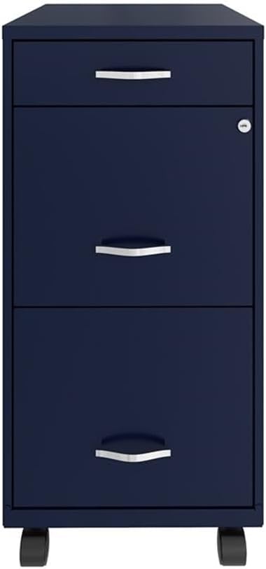 Home Square 2-Piece Set with Mobile Desk & 3 Drawer File Cabinet in Navy