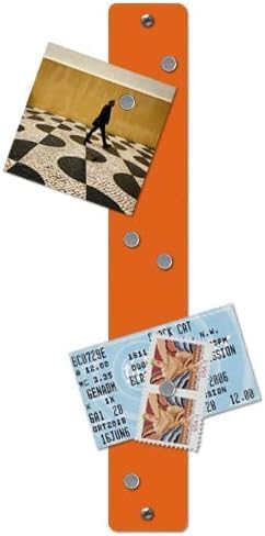 Three by Three Seattle 14 x 2 Inch Metal Mini Strip Frameless Magnetic Bulletin Board with Magnets for Memos, Photos, Lists, and More in Office, Home, or School Décor (2 Pack, Orange)