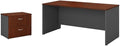 Pemberly Row Set of 2 60W Credenza Desk & Lateral File Cabinet in Hansen Cherry