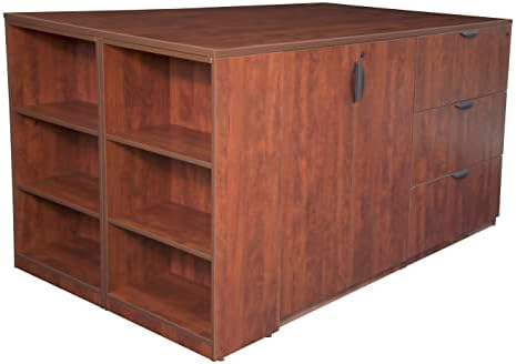 Regency Legacy Stand Up 2 Storage Cabinet/ 2 Lateral File Quad with Bookcase End- Cherry