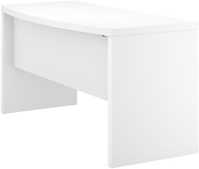 Pemberly Row Set of 2 60W Bow Front Desk & Mobile File Cabinet in Pure White