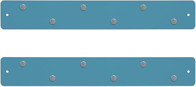 Three by Three Seattle 14 x 2 Inch Metal Mini Strip Frameless Magnetic Bulletin Board with 6 Magnets for Memos, Photos, Lists, and More in Office, Home, or School Décor (2 Pack, Sky Blue)