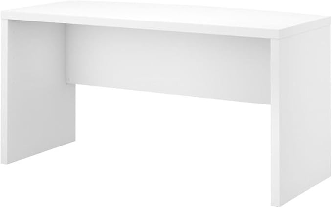Pemberly Row Set of 2 60W Bow Front Desk & Mobile File Cabinet in Pure White