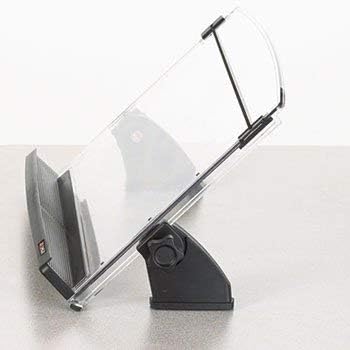 3M in-Line Adjustable Desktop Copyholder, Plastic, 150 Sheet Capacity, Black/Clear