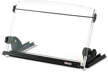 3M in-Line Adjustable Desktop Copyholder, Plastic, 150 Sheet Capacity, Black/Clear