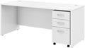 Bush Business Furniture Studio C Office Desk with Mobile File Cabinet, 72W x 30D, White