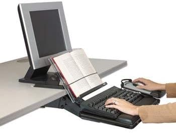 3M in-Line Adjustable Desktop Copyholder, Plastic, 150 Sheet Capacity, Black/Clear