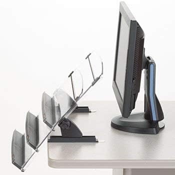 3M in-Line Adjustable Desktop Copyholder, Plastic, 150 Sheet Capacity, Black/Clear