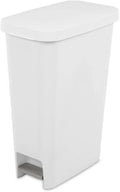 Sterilite 10588004 Slim Stepon Wastebasket, White, 11 Gallon