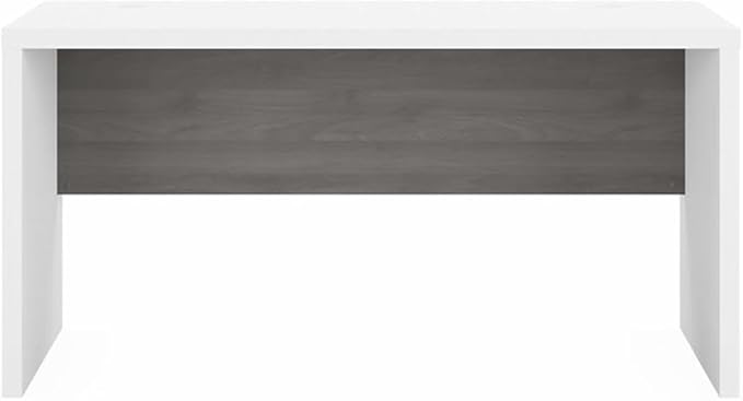 Pemberly Row Set of 2 60W Credenza Desk & Lateral File Cabinet in White & Gray
