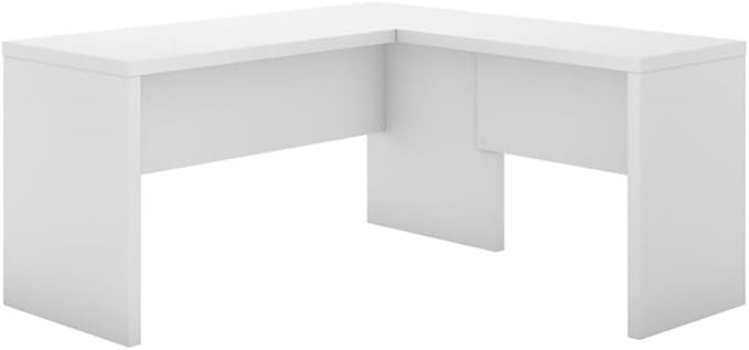 BBF Bush Business Furniture Echo 2 Piece L Shaped Desk and 5 Shelf Bookcase Set in Pure White