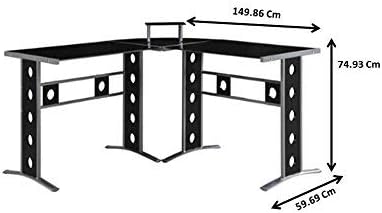 Coaster Keizer 3-piece L-shape Office Desk Set Black and Silver 800228