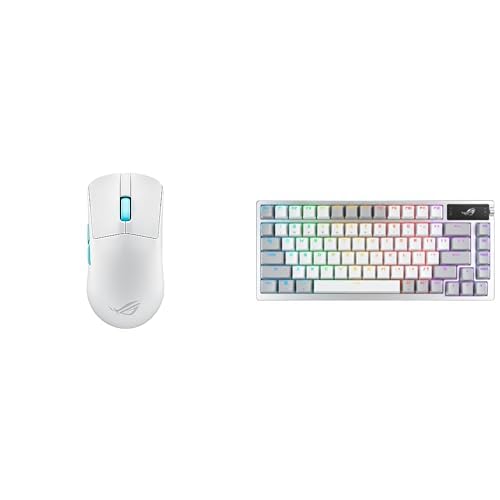 ASUS ROG Harpe Wireless Gaming Mouse, Tri-Mode Connectivity (2.4GHz RF, Bluetooth, Wired), White ROG Azoth 75% Wireless DIY Custom Gaming Keyboard, NX Snow Switches, RGB-White