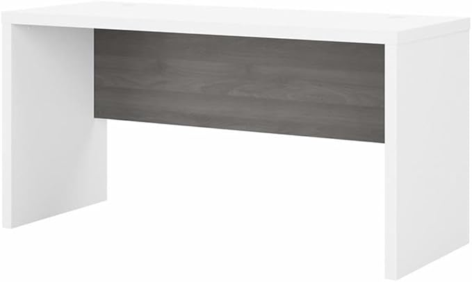 Pemberly Row Set of 2 60W Credenza Desk & Lateral File Cabinet in White & Gray