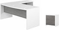 Pemberly Row Set of 2 Bow Front L-Shape Desk & Lateral File Cabinet - White/Gray