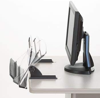 3M in-Line Adjustable Desktop Copyholder, Plastic, 150 Sheet Capacity, Black/Clear