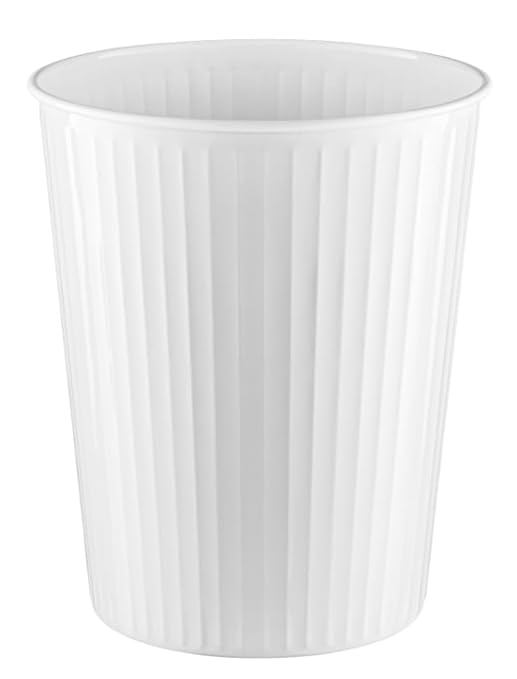 Monarch Abode Ridge Embossed Metal Desk Wastebasket – White