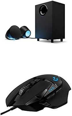 Logitech G560 LIGHTSYNC PC Gaming Speakers with Game Driven RGB Lighting Bundle with Logitech G502 Hero High Performance Gaming Mouse