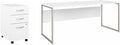 Pemberly Row Set of 2 Mobile File Cabinet & Computer Table Desk in White