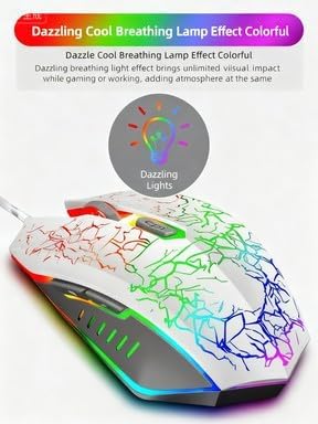 Maine Wired Gaming Mouse, with Four-Color LED Lighting Effect, Equipped with 6 Silent Click Buttons, Available for Factory Wholesale Sales (Black, 100PACK)