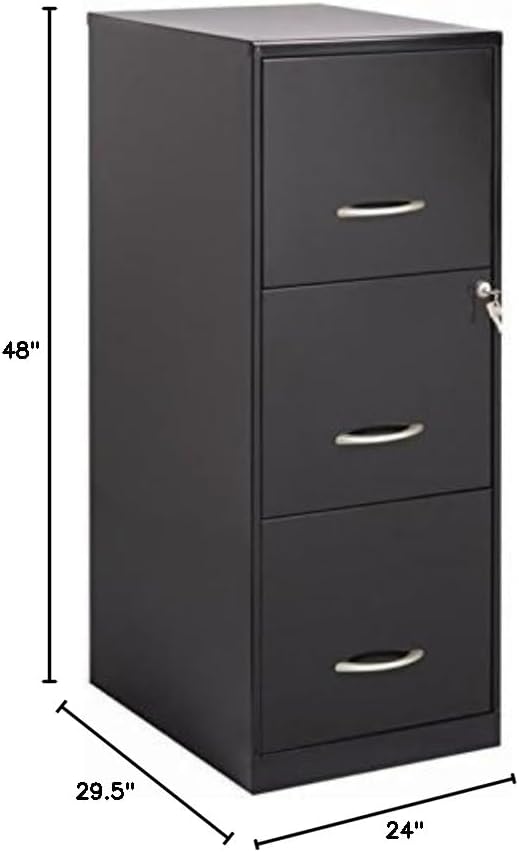 Home Square 2 Piece Office Set with Desk and Filing Cabinet in Black