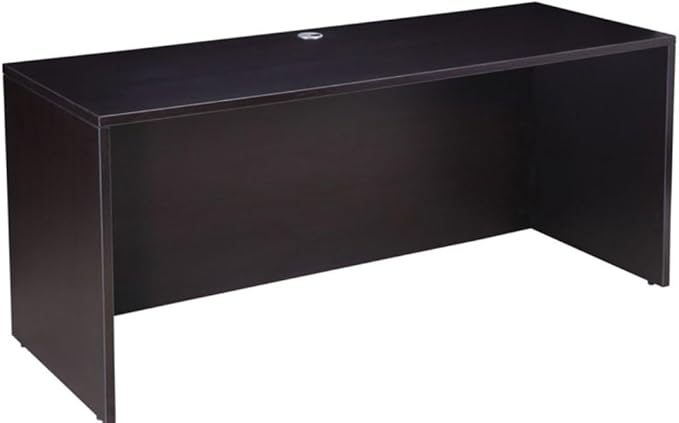 Boss Office Products Holland Executive Desk and Credenza with Dual File Storage Pedestals and Hutch, 66", Mocha