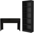 Home Square 2-Piece Set with Writing Desk and 4 Shelves Bookcase in Black