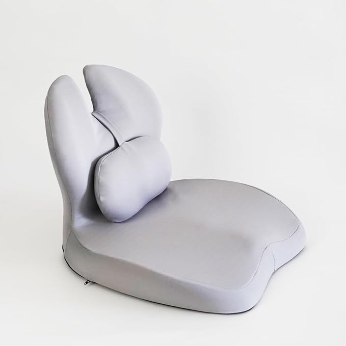 Adjustable Memory Foam Lumbar Cushion - Ergonomic Lower Back Support Pillow with Cotton Cover, Mid-Height Customizable Design for Office Chair, Car Seat, Long Sitting (Gray, Large)