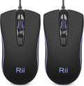 Rii Wired Mouse, Computer Mouse with Blue Backlit,Comfortable Grip Ergonomic Optical,USB Wired Mice Support Windows PC, Laptop,Desktop,Notebook,Chromebook (2PACK)