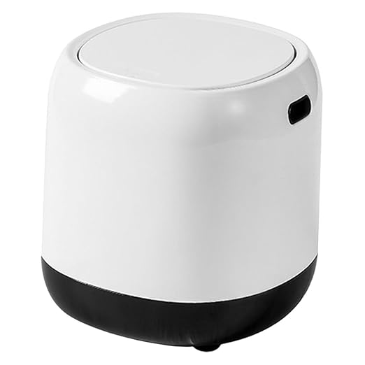 Slim Trash Can Lid Mini Trash Bin for Desk Office Wastebasket Press Type Reusable Bathroom Garbage Can Plastic Desktop Waste Bin