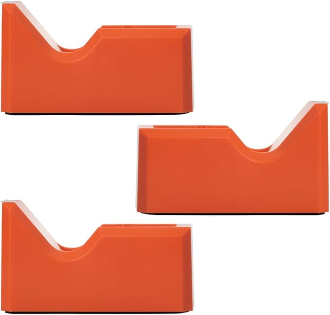JAM PAPER Colorful Desk Tape Dispensers - Orange - 3/Pack