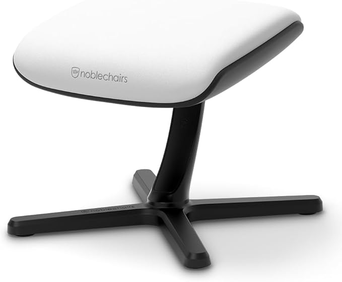 noblechairs Footrest V2.0, White Edition, 45-Degree Tilt, Premium Materials, High-Tech Vinyl Cover, White
