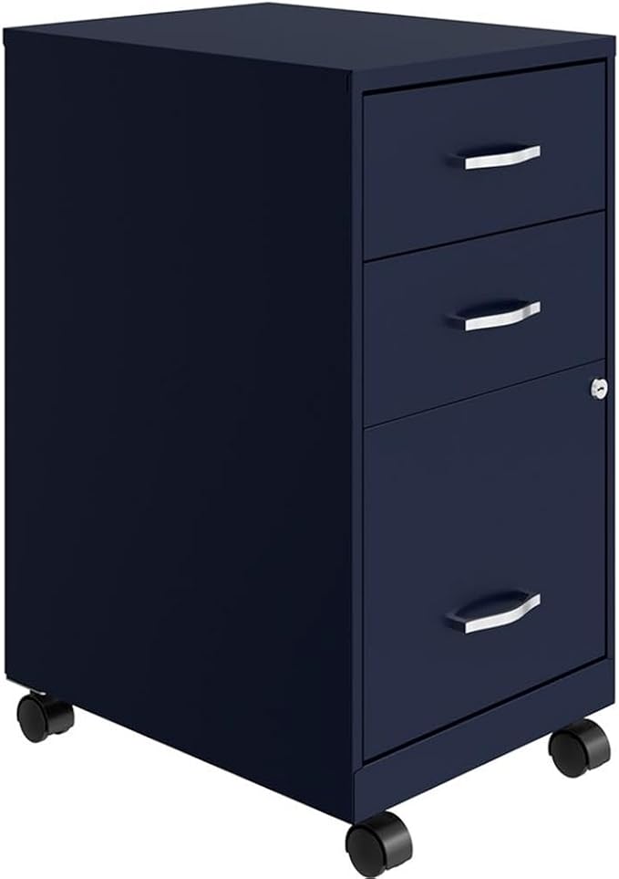 Home Square 2-Piece Set with Mobile Desk & 18" File Cabinet in Navy